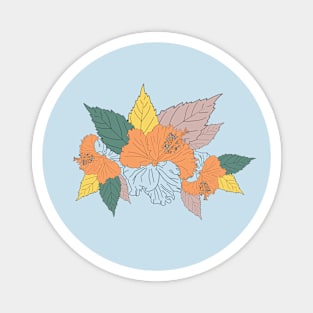 Colorful plant, flower and leaves on white Magnet